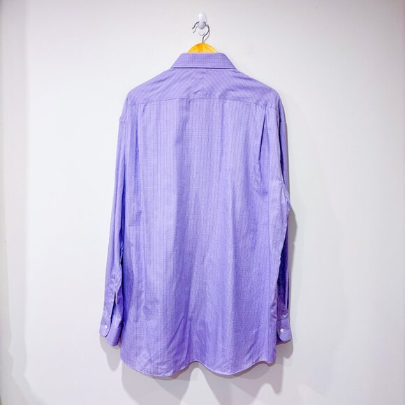 JOSEPH ABBOUD | Lavender check shirt | Egyptian cotton classic | Men's XXL - Picture 8 of 8